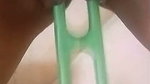 Horny GF Giving a Blowjob & Fucking her Pussy with a Stick and a Brush  3