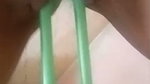 Horny GF Giving a Blowjob & Fucking her Pussy with a Stick and a Brush  3