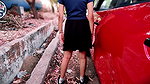 Roadside Tease and Squirt Near Stranger