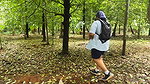 Casual Nude Walking, Chubby Girl Walking Completely Naked in the Jungle