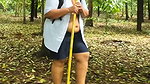 Casual Nude Walking, Chubby Girl Walking Completely Naked in the Jungle