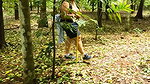 Casual Nude Walking, Chubby Girl Walking Completely Naked in the Jungle