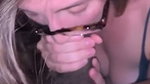 Beautiful Glasses Babe Huge Black Cock Deepthroat Blowjob 1