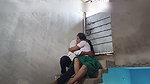 18 years old virgin school girl romance and boobs press with her boyfriend in school balcony