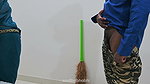 Jerking infront of maid and getting special handjob