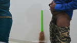 Jerking infront of maid and getting special handjob
