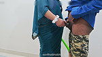 Jerking infront of maid and getting special handjob