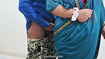 Jerking infront of maid and getting special handjob