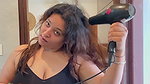 chubby cute lady hige round tits and cleavage in black tight costume 1