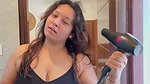 chubby cute lady hige round tits and cleavage in black tight costume 1