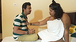 Girl Costumer with Waiter Having Fun and Romance