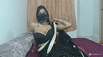 Sexy Bhabhi in Black Saree Showing Boobs 1