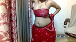 Sexy Kali big boobs looking stunning in Red Saree 1