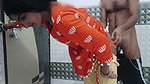 Hot Desi Messy Blowjob & Standing Dogy Style Sex Orange Dress