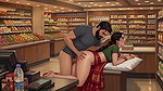 Indian Aunt having fun with stranger in a shopping mart