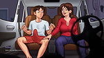 Stepmom help stepson in car