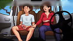 Stepmom help stepson in car