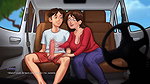 Stepmom help stepson in car