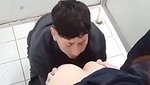Eating a ass in public washroom