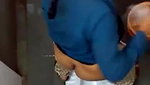 indian girl changing pad in toilet