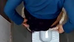 indian girl changing pad in toilet