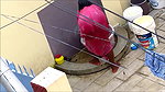 aunty open bath in red nighty