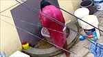aunty open bath in red nighty