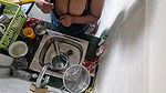 My wife become horny while washing plates in kitchen