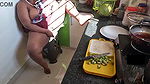 My Indian girlfriend fucking with brinjal in kitchen when she is alone at home