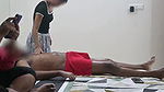Maid nude massaging owner infront of wife