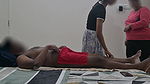 flashing dick to massage girl while massaging infront of wife
