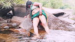 Silk aunt in the fresh air Sex in the waterfall of Telugu Dirty conversations.