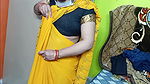 Beautiful bhabhi wearing yellow sari
