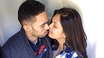british indian couple passionate kissing