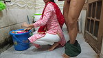 Bhabhi Fucked While Washing Clothes in the Bathroom Risky Outdoor