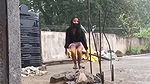 Cute desi college girl playing hard in rain boobies shake