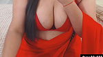 Desi Curvy bhabhi looking hot in red saree