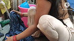 Indian house wife showing nude bathing