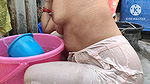 Indian house wife showing nude bathing