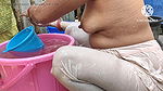 Indian house wife showing nude bathing