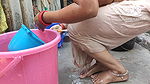 Indian house wife showing nude bathing