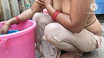 Indian house wife showing nude bathing