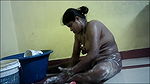 Indian village hot house wife bathing and preshup