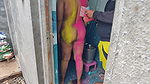 Holi ke tyohar per Sexy Bengali Bhabhi ko Color Lagakar bathroom Stand Par Khood Choda