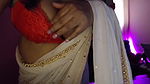 Hot sister-in-law shows her boobs and nipples through the bra and then opens the bra and wears a saree, showing her nipples