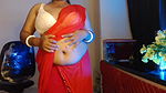 Hot Sexy Solo Girl Sexy Mood Boobs Show in Saari and Bra
