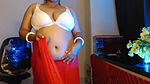 Hot Sexy Solo Girl Sexy Mood Boobs Show in Saari and Bra
