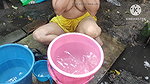 Indian bhabhi bathing outside with