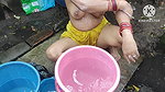 Indian bhabhi bathing outside with