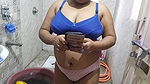 Hot desi sexy village girl in show squeezes milk before bath, likes to pee while dancing, having fun, then takes bath